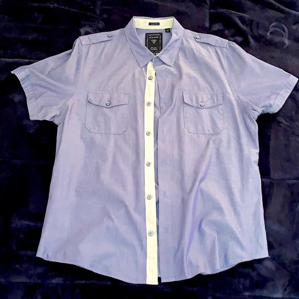 Men’s Guess Slim Fit Short-Sleeve Button Down